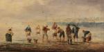 Pierre-Julien GILBERT (Brest, 1783 - Brest, 1860)Les pêcheurs.Quatre huiles sur...
