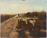 Anton MAUVE (1838 - 1888)Paysan et troupeau de moutons en...