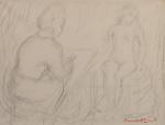 Paul BRET (1902-1956)
Modèle posant nue pour une artiste

Dessin signé en...