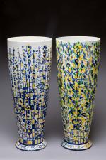 Manuel CARGALEIRO (né en 1927 au Portugal)Paire de vases fuseaux,...