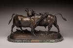 Taureau et vache en bronze par Bonheur, XIXe siècle