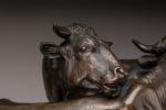 Taureau et vache en bronze par Bonheur, XIXe siècle