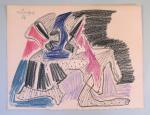 Charles LAPICQUE (Théizé, 1898 - Orsay, 1988)Composition, 1944.Crayon et crayons...