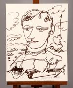 Charles LAPICQUE (Théizé, 1898 - Orsay, 1988)Portrait à la barque,...