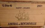 SAINT-JULIEN. Amiral de Beychevelle, 2001, 12 bouteilles, CBO.