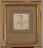 Jean-Jacques GRANDVILLE  (1803-1847)Portrait charge de M. Dument, médecin. Encre...