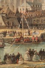Entourage de Justin OUVRIÉ (1806-1879)
Défilé fluvial, l'arrivée de l'empereur

Huile sur...
