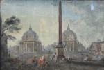 Attribué à Jean-Baptiste LALLEMAND (1716-1803)Vue de la piazza del Popolo...