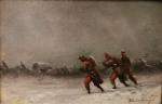 Jules VAN IMSHOOT (1821-1884)Retour de troupe sous la neige,ou Les...