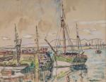 Paul SIGNAC (Français, 1863-1935)Le port de Douarnenez, 1927.Crayon et aquarelle,...