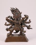 TIBET - XIXe s. STATUETTE de YAMANTAKA  en bronze...