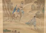 CHINE, XIXe s. ENSEMBLE de trois PEINTURES, encre et couleurs...