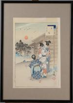 HIROSHIGE (1797-1858). Deux OBAN-TATE-E de la série Meisho Edo hyakkei,...