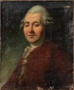 ÉCOLE FRANÇAISE VERS 1760 Portrait d'homme au gilet rouge Toile....