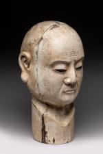 JAPON, XIIIe SIÈCLE. ÉPOQUE KAMAKURA (1185-1333) Tête de moine Cyprès...
