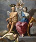 Fig. 7 Jean MOSNIER, Le Temps foulant aux pieds la Fortune est couronné par la Renommée, v. 1630-1640, huile sur toile, Haut. 159, Larg. 140 cm, Blois, Musée du château