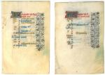 Fragment calendrier 15éme, 10,3 x 6,6 cm.
et 
Fragment calendrier 15éme,...