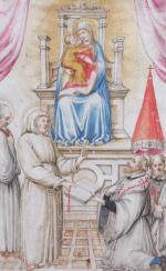 ÉCOLE FRANÇAISE DU XVIIe Enluminure : saints intercédant auprès de...