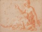 ATTRIBUÉ À FRANÇOIS VERDIER (1651-1730) Femme et enfantSanguine.Haut. 18,5, Larg....