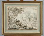 ÉCOLE DE JEAN-BAPTISTE PILLEMENT (Lyon, 1728-1808)Scène pastoraleCrayon noir, plume et...