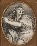 D'APRÈS JEAN AUGUSTE DOMINIQUE INGRES (1780-1867)Portrait de femme éploréeGravure.Haut. 20,...