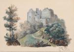 GEORGE SAND (Paris 1804-Nohan 1876) Paysage animé au château en...