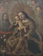 ÉCOLE D'AMÉRIQUE LATINE DU XVIIIe La Vierge du RosaireToile.Haut. 81.5,...