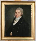 ÉCOLE FRANÇAISE VERS 1820 
Portrait dhomme à la lavallière

Signature en...