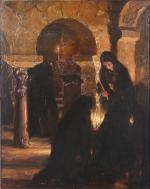 ÉCOLE DU XIXe 
Veillée nocturne dans une crypte romane

Panneau.
 
Haut....