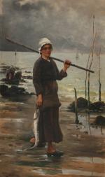 GEORGES JEAN MARIE HAQUETTE (1854-1906)Retour de pêche, 1884Huile sur toile...