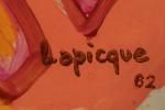 Charles Lapicque (Français, 1898-1988)Lion de Carthage, 1962Huile sur papier marouflé...