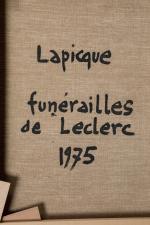 Charles Lapicque (Français, 1898-1988)"Funérailles de Leclerc", 1975 Toile signée, titrée...