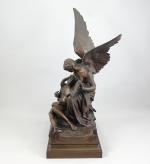 Léon Eugène LONGEPIED (1849-1888)"L'immortalité"Bronze patiné. Signé sur la terrasse.Haut. 74,...