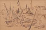 MAXIMILIEN LUCE (1858-1941)Les barques à DieppeEncre sur papier, signée en...