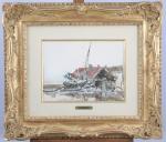 JOHAN-BARTHOLD JONGKIND (1819-1891)Navire à marée basseAquarelle sur papier, signée en...