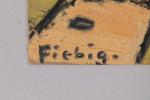 FRÉDÉRIC FIEBIG (1885-1953)Plongée sur la villeHuile sur papier cartonné, signée...