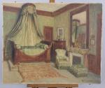 HENRY d'ESTIENNE (1872-1949) 
Chambre d'Éric Labonne au château de Lury

Toile...