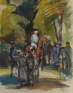 JEAN DRIES (1905-1973) 
Jockey bleu et blanc, Clairefontaine, 1954

Aquarelle et...