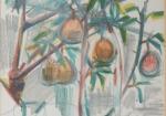 BLASCO MENTOR (1919-2003) Arbustes fruitiersDessin aux pastels gras, signé en...
