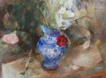 WLADYSLAW JAHL (1886-1953) Vase en faïence au bouquet de fleursToile,...