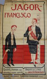 Liqueurs2 affichesFélix Elie Tobeen (1880-1938)"JAGOR-FRANCISCO / Bordeaux". Signées et datées...