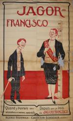 Liqueurs2 affichesFélix Elie Tobeen (1880-1938)"JAGOR-FRANCISCO / Bordeaux". Signées et datées...