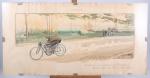 Ernest Montaut (1879-1909)"A Dourdan : Lanfranchi sur motocyclette Peugeot /...