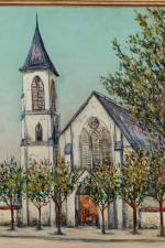 Maurice Utrillo (Paris, 1883-1955, Dax)Église de banlieue, c. 1925Huile sur...