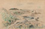 Gustave Loiseau (Paris, 1865-1935)"Pont-Aven"Fusain et aquarelle signé et titré en...
