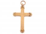 Pendentif croix en or jaune 750 millièmes décoré d'agrafes de...