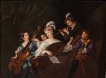 Travail parisien vers 1830-1840 Le concert Peinture sur porcelaine. Marque...