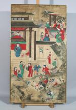 Chine, XIXe siècle. Scène de jugement dans le palais du...