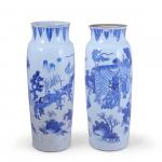 Chine, période Transition, XVIIe siècle.Deux vases de forme rouleau, formant...