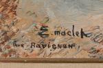 Élisée Maclet (Français, 1881-1962)La rue RavignanToile signée.Haut. 46 Larg. 55...
